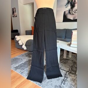 bebe Black linen boot-Leg High-Rise Pants